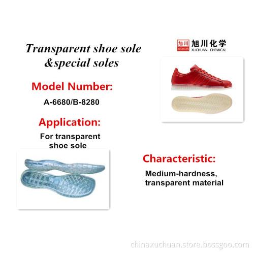 pu resins for transparent shoe sole/low density and high flexing resistance